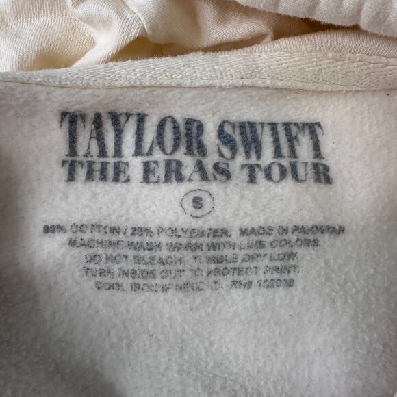 Taylor Swift The Eras Tour Hoodie Adults Small Cream Ivory Fleece Lined Pullover - Picture 4 of 9